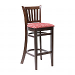 Manhattan Dark Walnut Bar Chair with Red Diamond Padded Seat