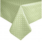 Wipe Clean PVC Table Cloth Pale Green Small Polka Dot 1400x2300mm