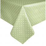 Wipe Clean PVC Table Cloth Pale Green Small Polka Dot 1400x1400mm