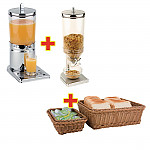APS Breakfast Service Set with Cereal Dispenser, Juice Dispenser and Baskets