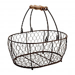 T&G Provence Wire Oval Basket with Handles Brown