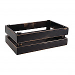 APS Superbox Wooden Buffet Crate Black Vintage 1/4 GN