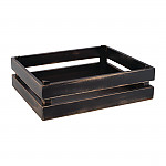 APS Superbox Wooden Buffet Crate Black Vintage 1/2 GN