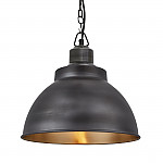 Industville Brooklyn Dome Pendant Light Pewter and Brass 330mm