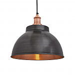 Industville Brooklyn Dome Pendant Light Pewter and Copper 330mm