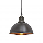 Industville Brooklyn Dome Pendant Light Pewter and Copper 200mm