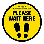 Please Wait Here Social Distancing Floor Graphic 400mm