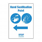 Hand Sanitisation Point Arrow Left Sign A5 Self-Adhesive