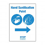 Hand Sanitisation Point Arrow Right Sign A4 Self-Adhesive