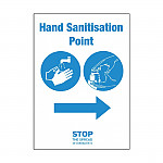 Hand Sanitisation Point Arrow Right Sign A5 Self-Adhesive