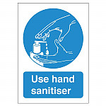 Use Hand Sanitiser Sign 300mm Self-Adhesive
