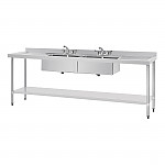 Vogue Stainless Steel Double Sink with Double Drainer 2400mm