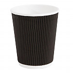 Fiesta Disposable Coffee Cups Ripple Wall Black 225ml / 8oz
