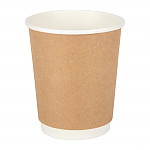 Fiesta Disposable Coffee Cups Double Wall Kraft 225ml / 8oz