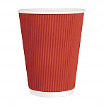 Fiesta Disposable Coffee Cups Ripple Wall Red 340ml / 12oz