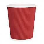 Fiesta Disposable Coffee Cups Ripple Wall Red 225ml / 8oz