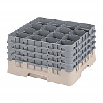 Cambro Camrack Beige 16 Compartments Max Glass Height 238mm