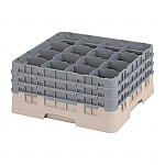 Cambro Camrack Beige 16 Compartments Max Glass Height 196mm