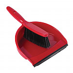 Jantex Soft Dustpan and Brush Set Red