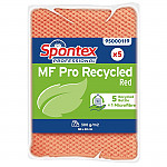 Spontex MF Pro Recycled Microfibre Cloth Red (pk5)