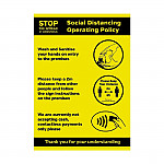 Social Distancing Operating Policy Poster A3 Self-Adhesive