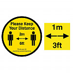 Please Keep Your Distance Social Distancing 1m and 2m Floor Graphic Bundle 200mm