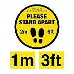 Please Stand Apart Social Distancing 1m and 2m Floor Graphic Bundle 400mm