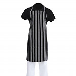 Chef Works Premium Woven Bib Apron Black and White Stripe