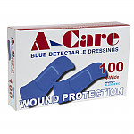 A-CARE DETECTABLE BLUE PLASTERS EXTRA WIDE STRIP 75X25MM - BOX 100