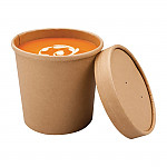 Vegware Compostable Hot Food Pot Flat Lids 350ml / 12oz and 455ml / 16oz (Pack of 500)