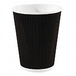 Fiesta Recyclable Coffee Cups Ripple Wall Black 340ml / 12oz