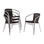 Bolero Aluminium and Black Wicker Chairs Black (Pack of 4)