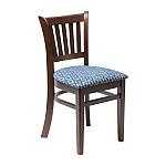 Manhattan Dark Walnut Dining Chair with Blue Diamond Padded Seat (Pack of 2)