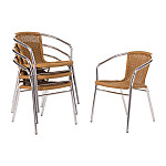 Bolero Aluminium and Natural Wicker Chair (Pack of 4)