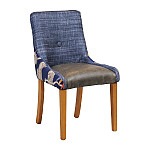 Bath Dining Chair Soft Oak with Helbeck Midnight Back Saddle Ash Seat