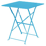 Bolero Pavement Style Square Steel Table Seaside Blue 600mm