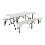 Special Offer Bolero PE Centre Folding Table 6ft with Two Folding Benches