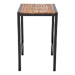 Bolero Square Steel and Acacia Bar Table 600mm