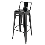 Bolero Bistro Steel High Stool with Backrest Black (Pack of 4)