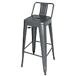 Bolero Bistro High Stool With Backrest Gun Metal (Pack of 4)