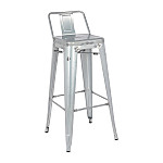 Bolero Bistro Galvanised Steel High Stool with Backrest (Pack of 4)