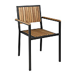 Bolero Steel & Acacia Armchair (Pack of 4)