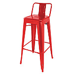 Bolero Bistro Steel High Stool With Backrest Red (Pack of 4)