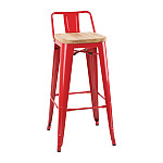 Bolero Bistro Backrest High Stools with Wooden Seat Pad Red (Pack of 4)