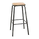 Bolero Cantina Low Stools with Wooden Seat Pad Yellow (Pack of 4)