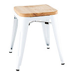 Bolero Bistro Low Stools with Wooden Seatpad White (Pack of 4)