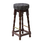 Classic Dark Wood High Bar Stool with Black Diamond Seat (Pack of 2)