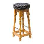 Classic Soft Oak High Bar Stool with Black Diamond Seat (Pack of 2)