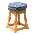 Classic Soft Oak Low Bar Stool with Blue Diamond Seat (Pack of 2)