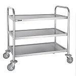 Vogue Stainless Steel 3 Tier Clearing Trolley Medium